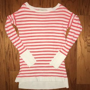 Loft Striped Summer Sweater Coral White XXSP